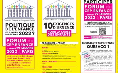 Replay du forum du CEP Enfance – Samedi 29 janvier 2022