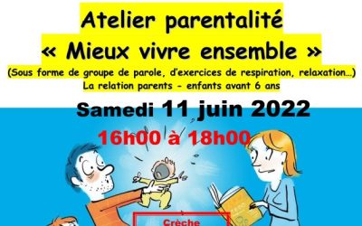 Atelier parentalité “Mieux vivre ensemble” : 11 juin 2022 à Le Perchay
